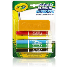 Набор стираемых фломастеров Crayola с губкой, 5 цветов