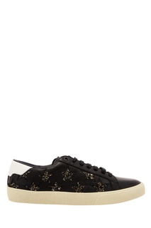 Черные кеды с блестящими звездами Saint Laurent