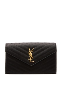 Стеганый кожаный клатч с монограммой Saint Laurent