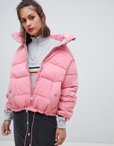 Дутая куртка с молнией Pull&Bear - Розовый