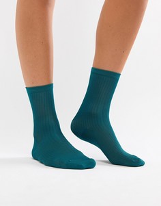 Зеленые носки в рубчик Monki - Зеленый