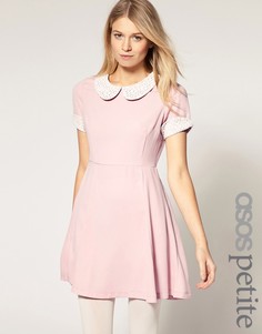 Приталенное платье с ажурным воротником и манжетами эксклюзивно для ASOS PETITE - Фиолетовый