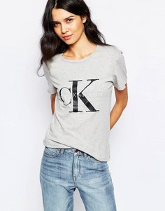 Облегающая футболка с логотипом в стиле 90-х Calvin Klein Jeans - Серый