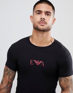 Черная обтягивающая футболка с логотипом на груди Emporio Armani - Черный