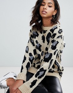 Джемпер в рубчик с леопардовым принтом PrettyLittleThing - Мульти