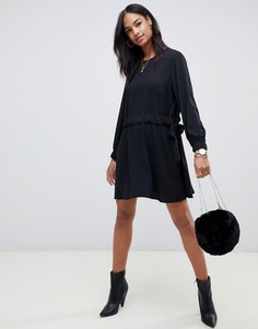Платье мини со сборкой на талии ASOS DESIGN - Черный