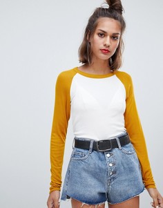 Топ с длинными рукавами реглан Pull&bear - Желтый