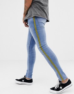 Синие зауженные джинсы с полосками по бокам New Look - Синий
