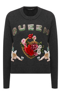 Кашемировый пуловер с вышитым принтом Dolce & Gabbana