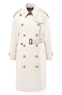 Двубортное хлопковое пальто с поясом Burberry