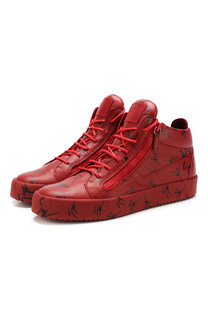 Кожаные кеды на шнуровке Giuseppe Zanotti Design