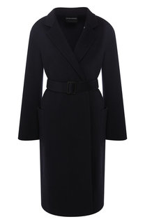 Кашемировое пальто с поясом Emporio Armani