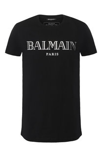 Хлопковая футболка с принтом Balmain