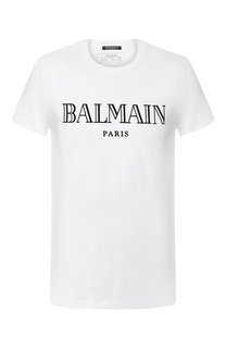 Хлопковая футболка с принтом Balmain
