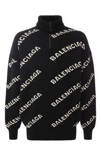 Шерстяной джемпер с воротником-стойкой на молнии Balenciaga