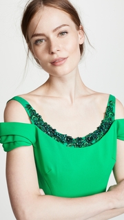 Marchesa Notte Cold Shoulder Gown with Beaded Embellishment
