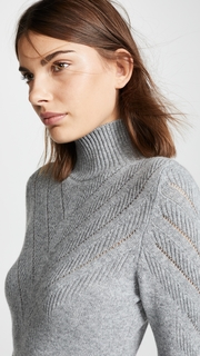 Barrie V Stripe Cashmere Turtleneck Dress