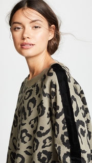 CHRLDR Big Leopard Velvet Stripe Crop Sweatshirt