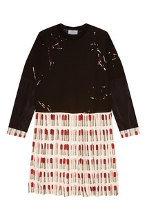 Комбинированное платье из хлопка Prada
