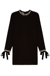 Черное платье с отделкой Prada