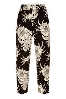 Черные брюки с цветочным принтом Prada