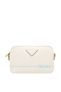 Белая сумка с логотипом Prada