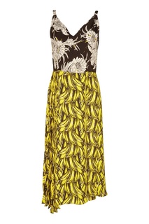 Комбинированное платье с принтом Prada
