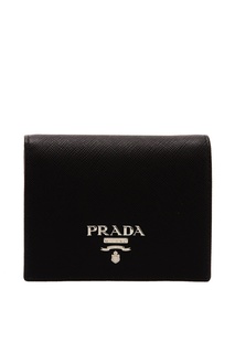 Черный кошелек с логотипом Prada