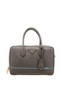 Серая сумка с логотипом Prada