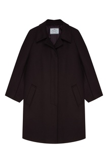 Черное шерстяное пальто Prada