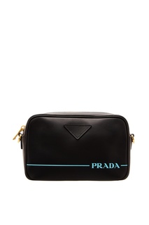 Кожаная сумка с контрастным логотипом Prada