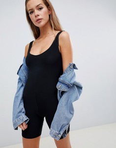 Трикотажный комбинезон-трико с овальным вырезом ASOS DESIGN - Черный