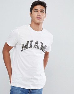 Белая футболка с леопардовым принтом Miami New Look - Белый