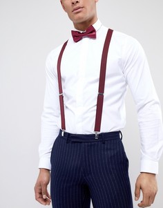 Подтяжки и галстук-бабочка (бордовый/темно-синий) ASOS DESIGN - Красный