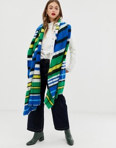 Желто-синий шарф в клетку с начесом ASOS DESIGN - Мульти
