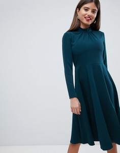Короткое приталенное платье миди Closet London - Зеленый