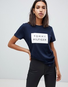 Футболка с квадратным логотипом Tommy Hilfiger - Темно-синий