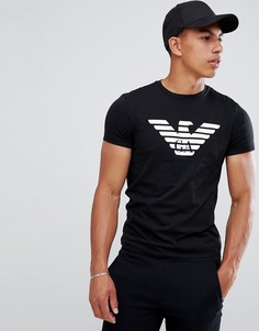 Черная футболка с круглым вырезом и большим логотипом Emporio Armani - Черный