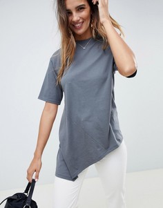 Выбеленная асимметричная футболка ASOS DESIGN - Серый