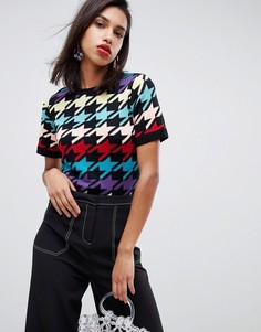 Трикотажная футболка с принтом в ломаную клетку ASOS DESIGN - Мульти