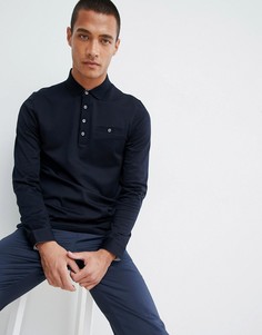Темно-синяя фактурная футболка-поло с длинными рукавами Ted Baker - Темно-синий