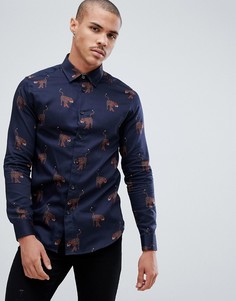 Темно-синяя рубашка с принтом Ted Baker - Темно-синий