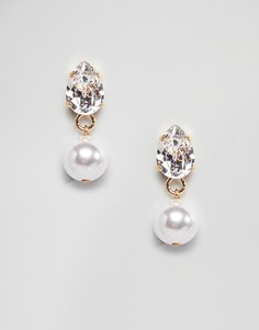 Серьги с кристаллами swarovski и искусственным жемчугом Krystal London - Очистить