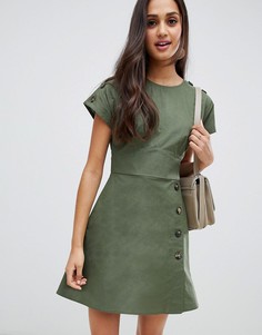Саржевое платье мини в стиле casual с пуговицами ASOS DESIGN - Зеленый