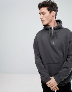 Худи темно-серого цвета на короткой молнии New Look - Серый