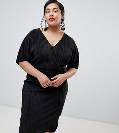 Черное платье-кимоно с плиссировкой River Island Plus - Черный