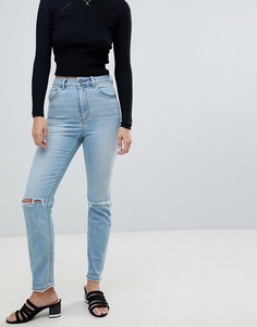 Выбеленные джинсы в винтажном стиле с завышенной талией ASOS DESIGN - Синий
