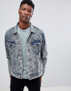 Джинсовая куртка в стиле вестерн с эффектом кислотной стирки Dead Vintage - Синий