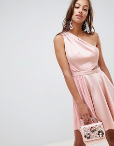 Атласное платье мини со складками ASOS DESIGN - Розовый
