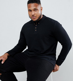 Лонгслив-поло из ткани пике Brave Soul PLUS - Черный